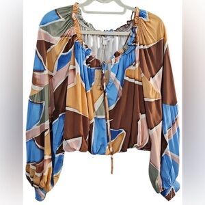 Blu Pepper Colorful Geometric Blouse M Women’s